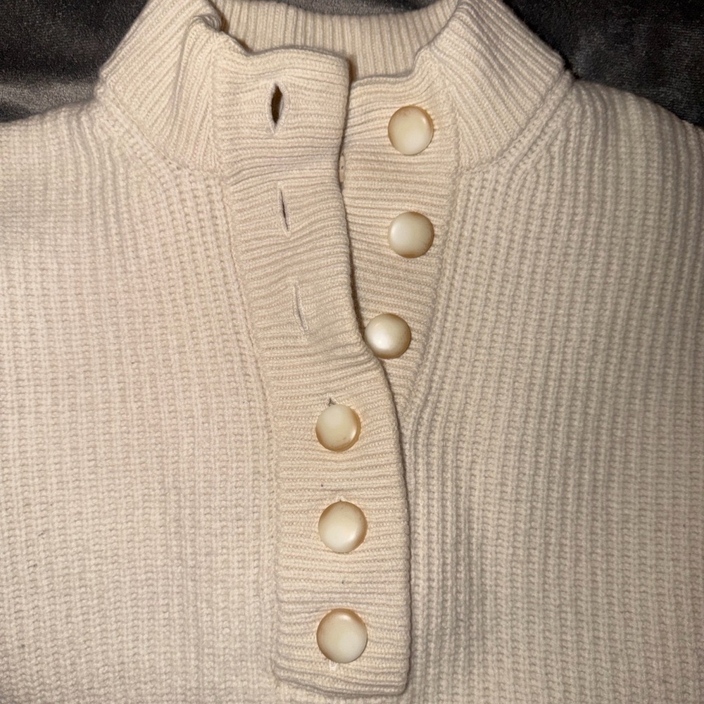 Sezane Cream Ribbed Cowl Turtleneck Sweater - Picture 4 of 5